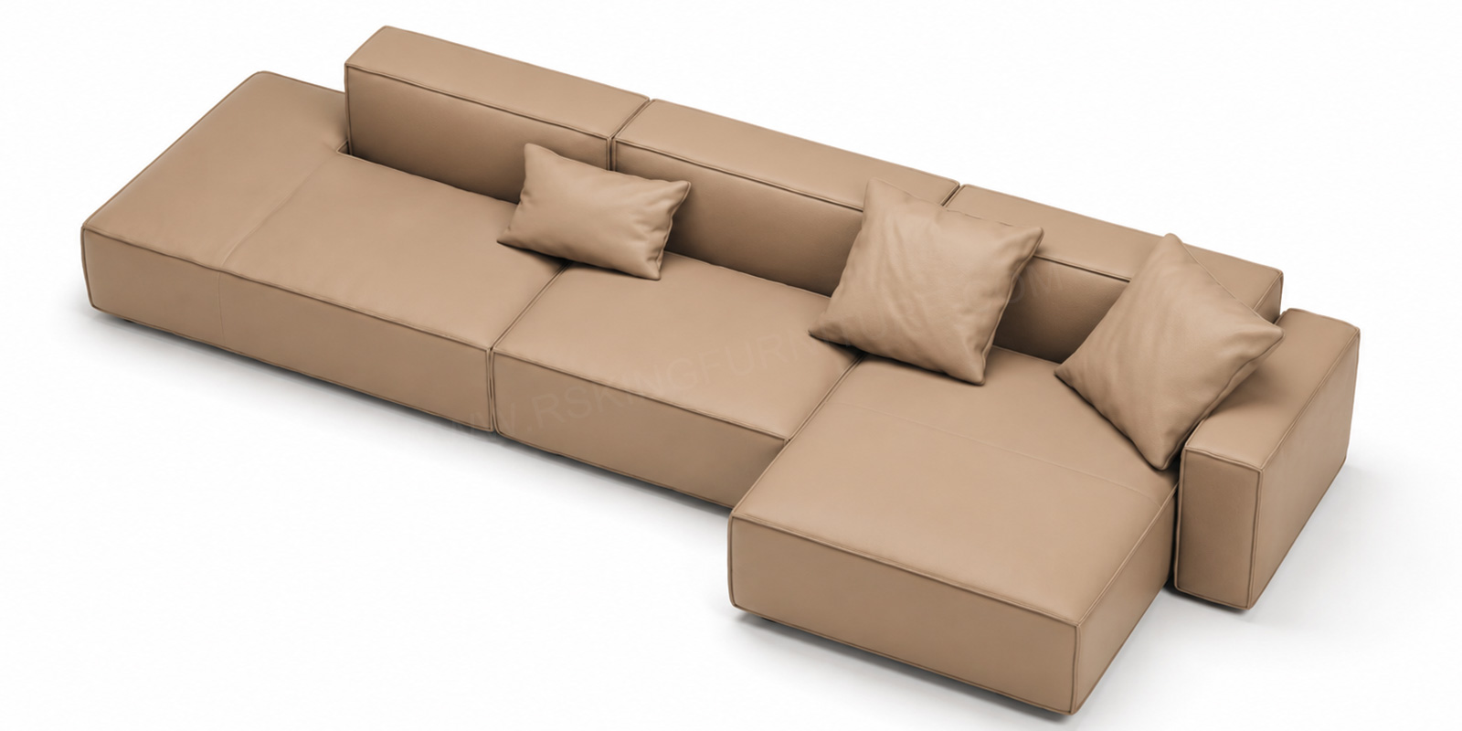 RSK2303 Custom Leather Double Chaise Modular Sofa